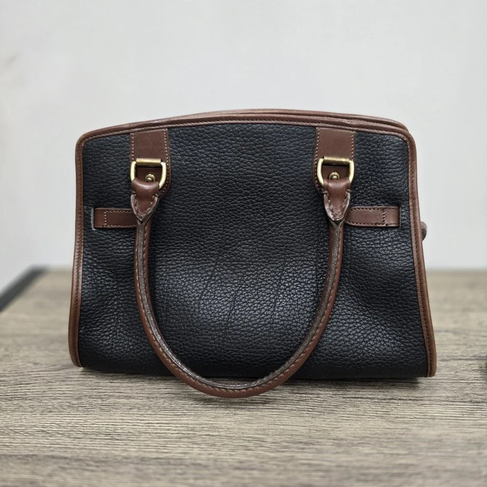 VTG Dooney & Bourke 'All Weather' Black Tan Zip-top Satchel‎ Handbag & Wallet